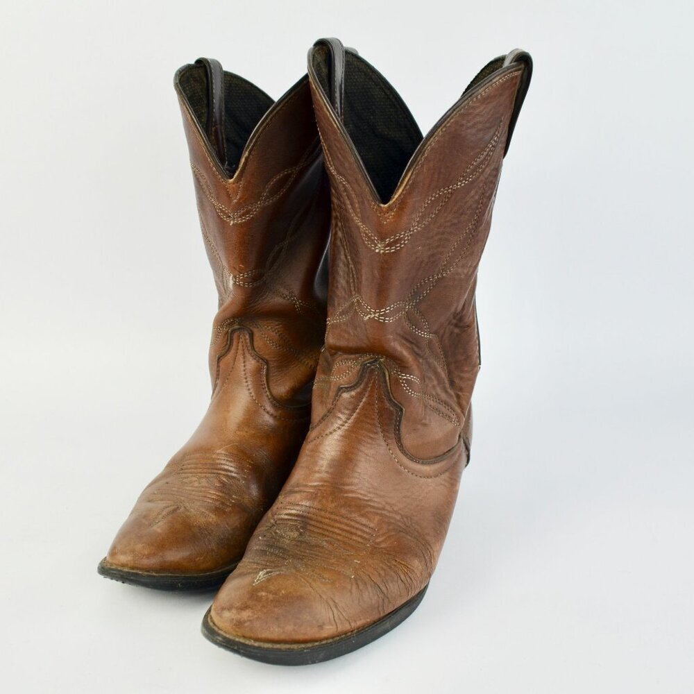Vintage Vulcan Men's Brown Leather Cowboy Boots - Picture 6 of 8